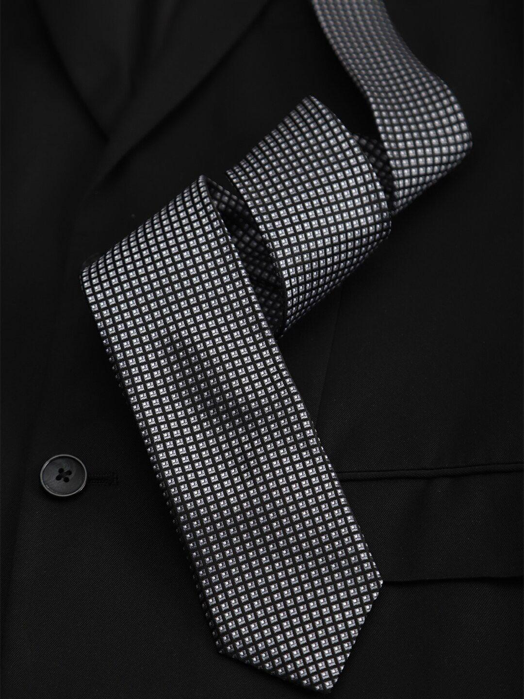 louis philippe men checked formal skinny tie