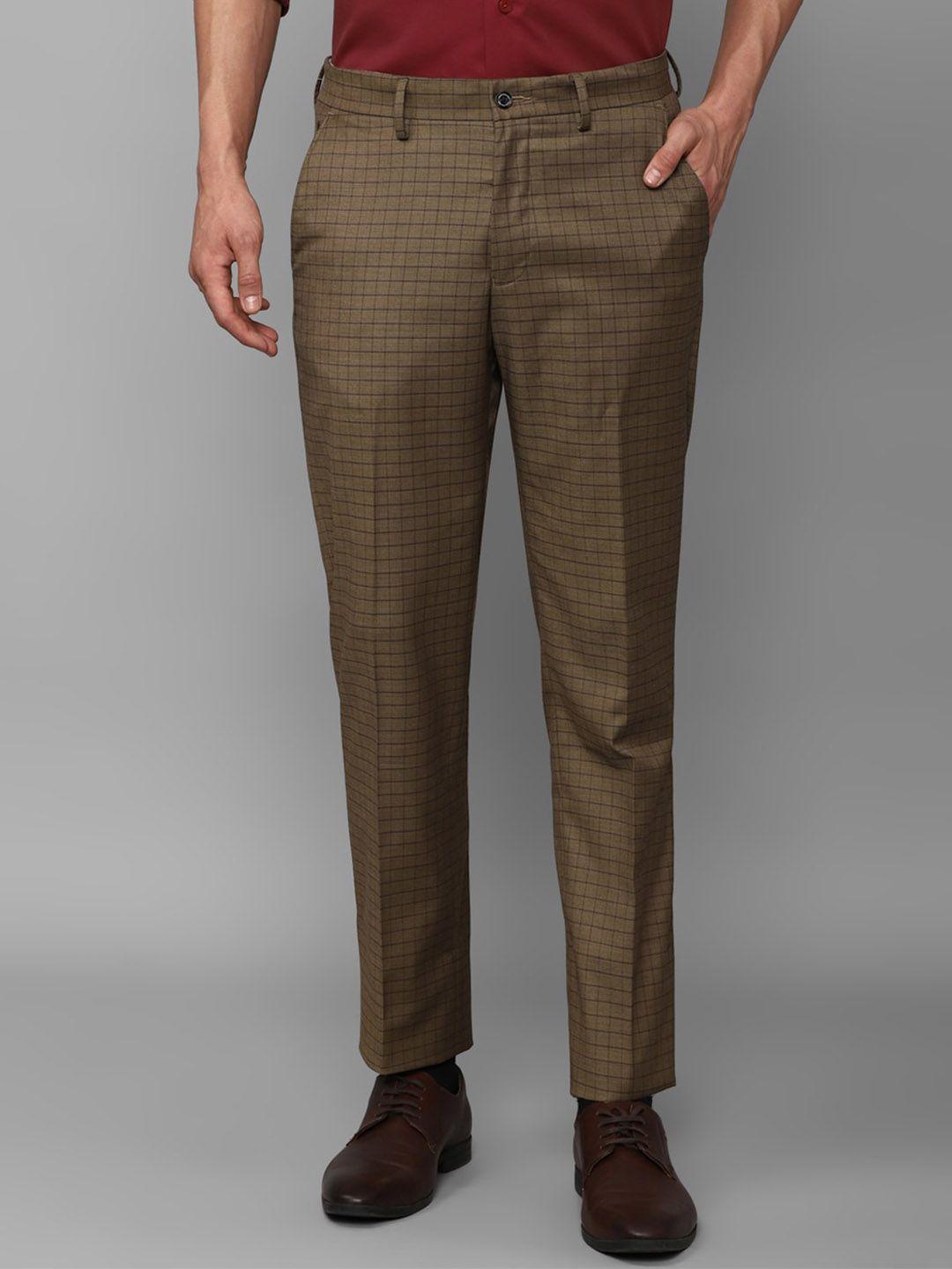 louis philippe men checked slim fit formal trousers