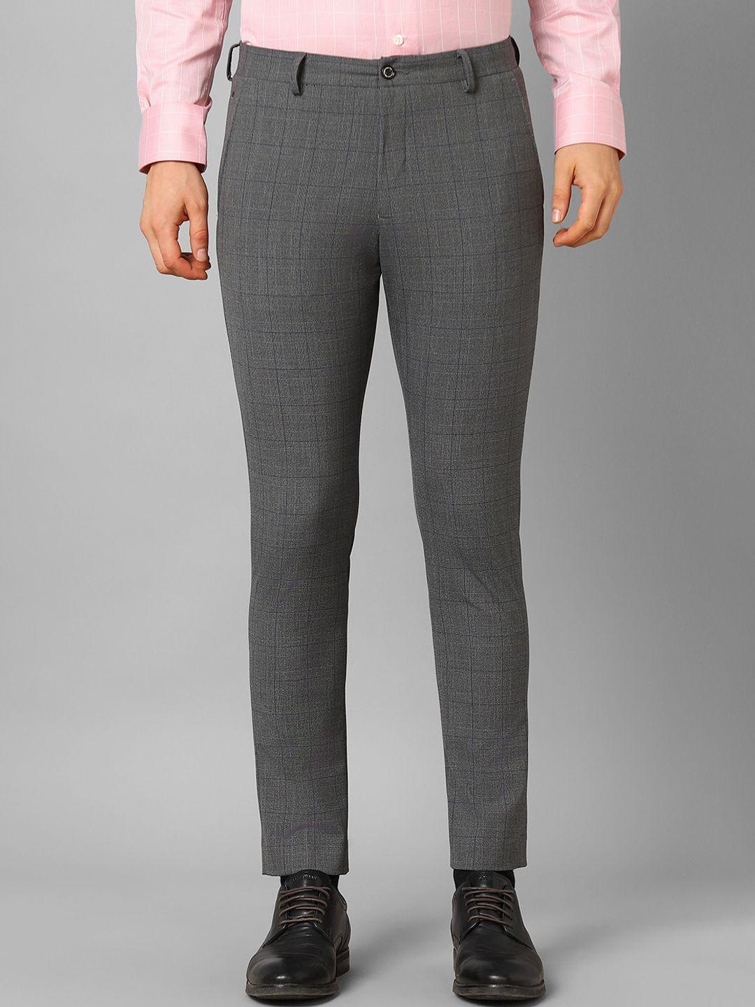 louis philippe men checked tapered fit formal trousers