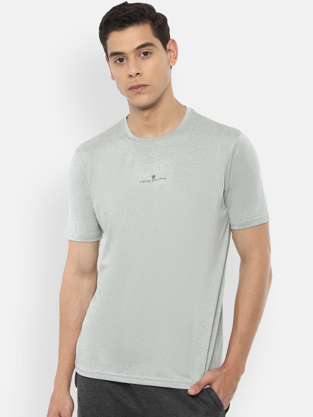 louis philippe men grey solid henley neck t-shirt