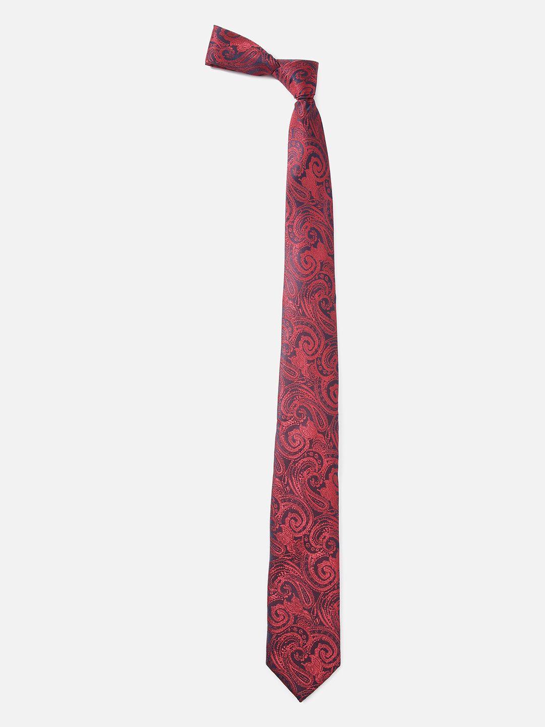 louis philippe men maroon & blue woven design broad tie