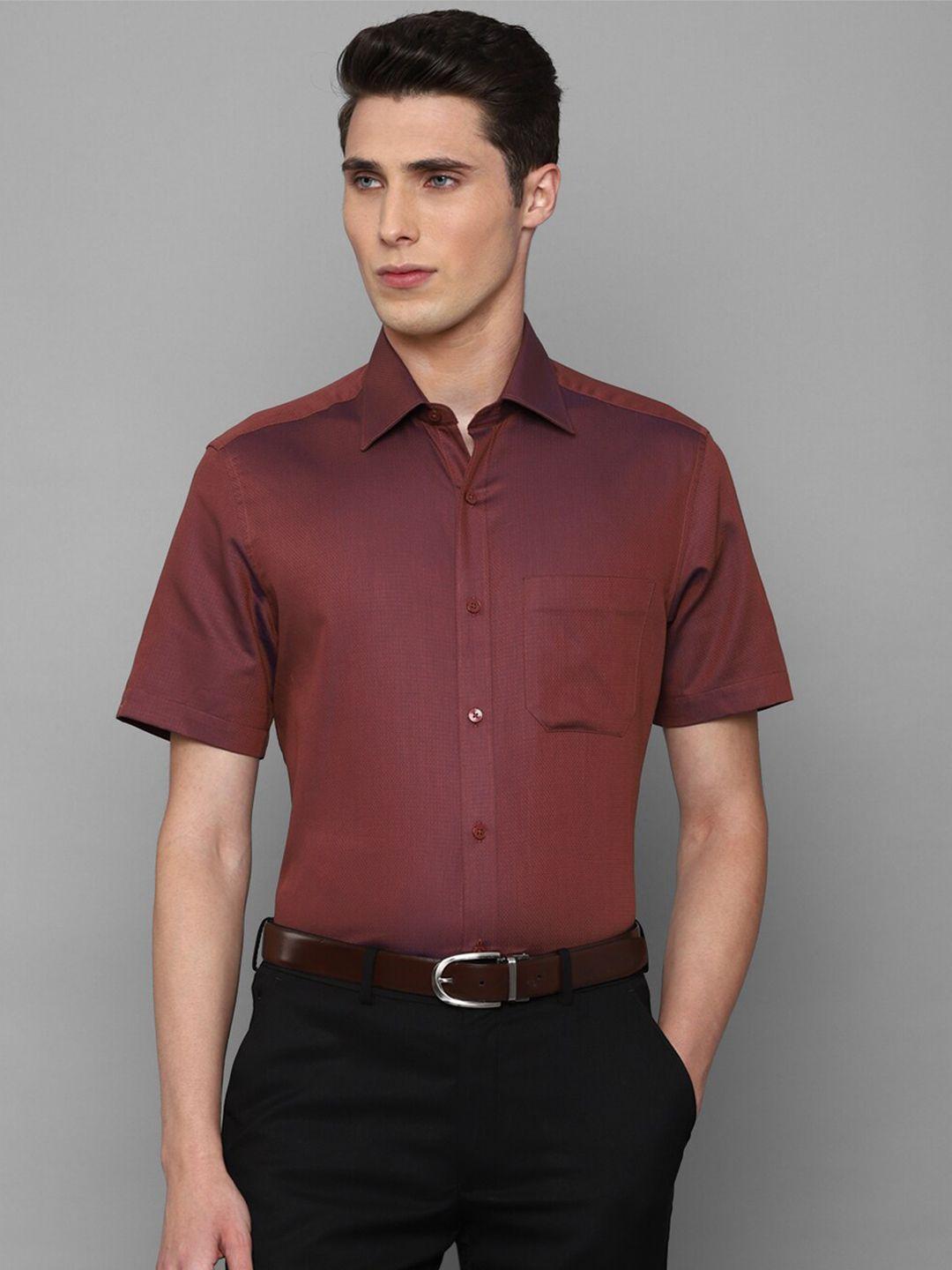 louis philippe men maroon formal cotton shirt