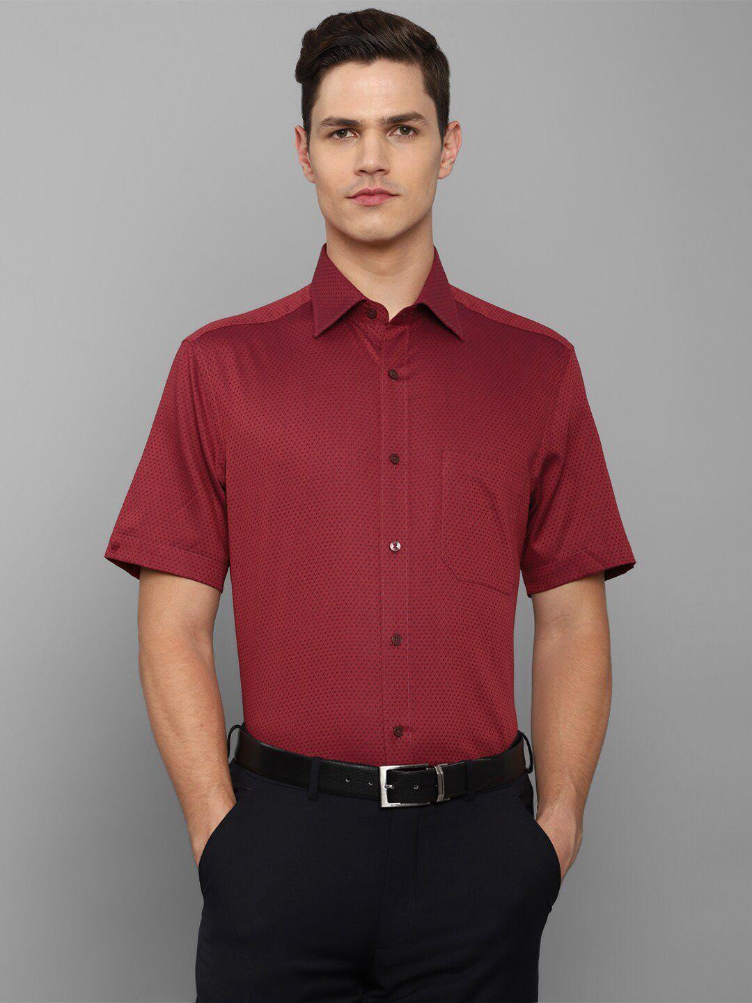 louis philippe men maroon slim fit pure cotton formal shirt