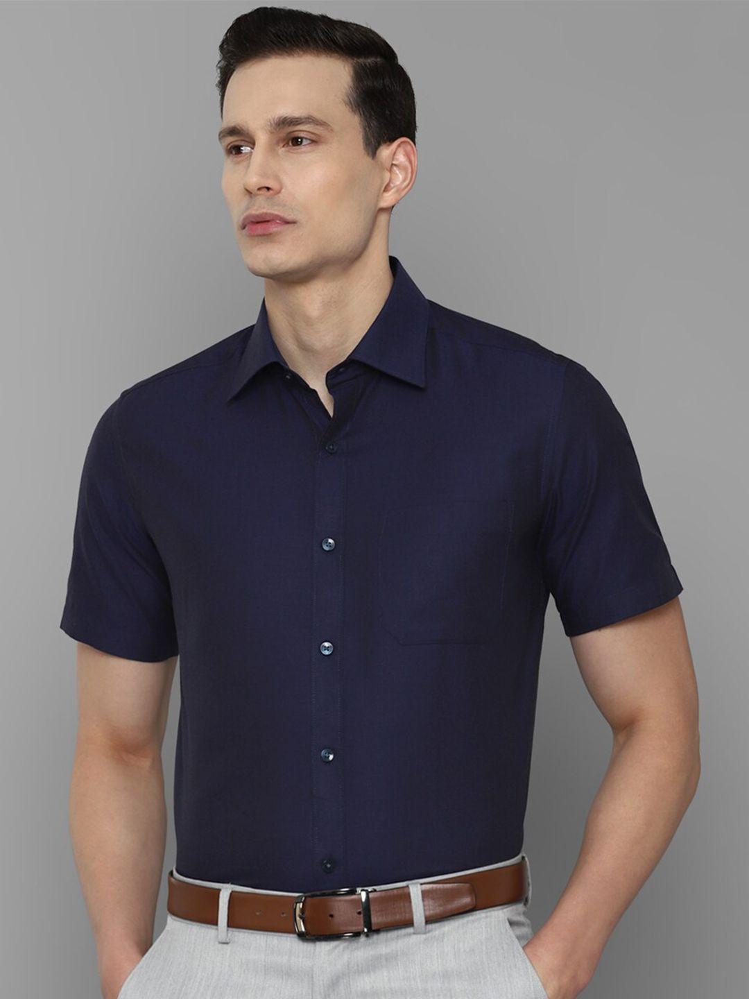 louis philippe men navy blue cotton formal shirt