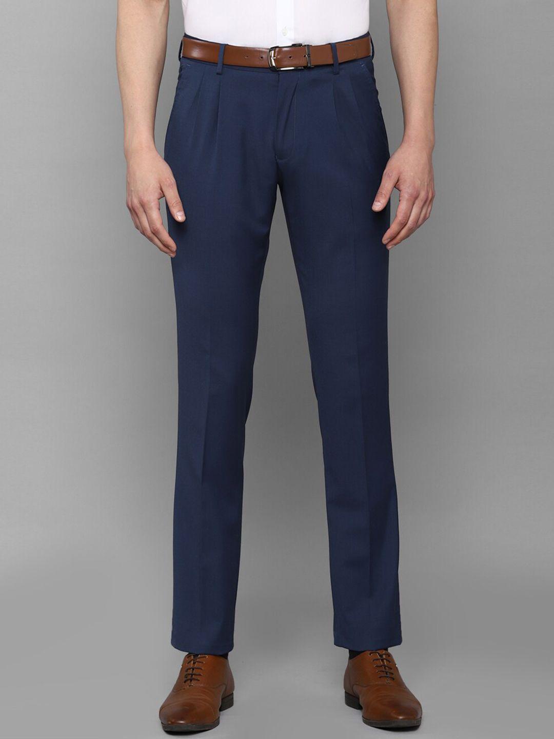 louis philippe men navy blue pleated trousers