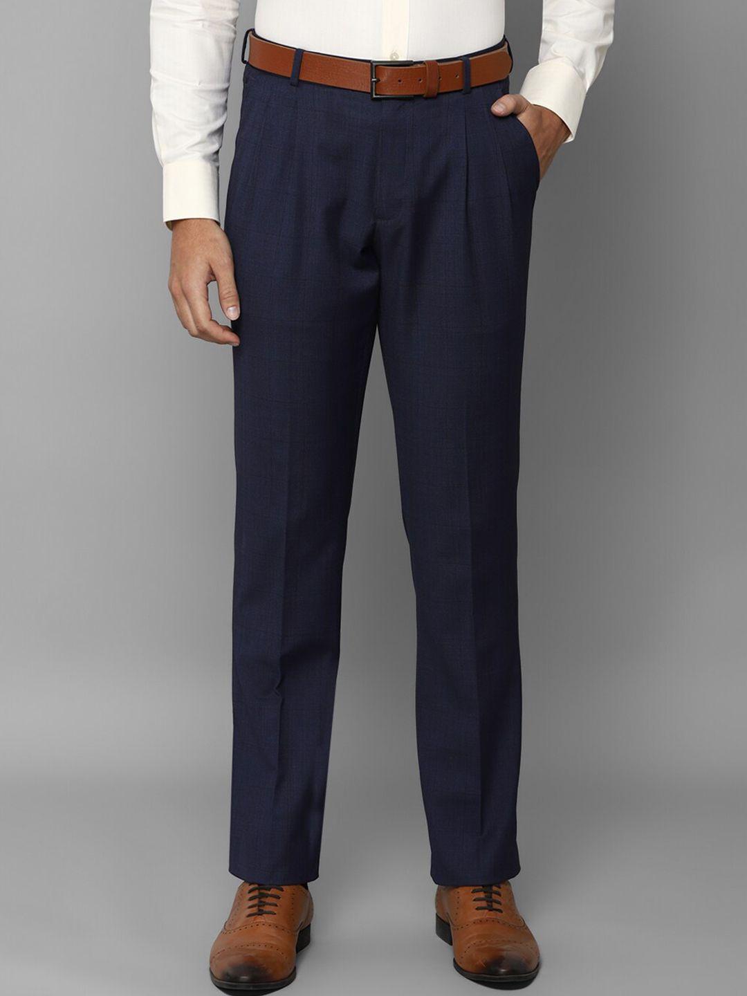 louis philippe men navy blue pleated trousers