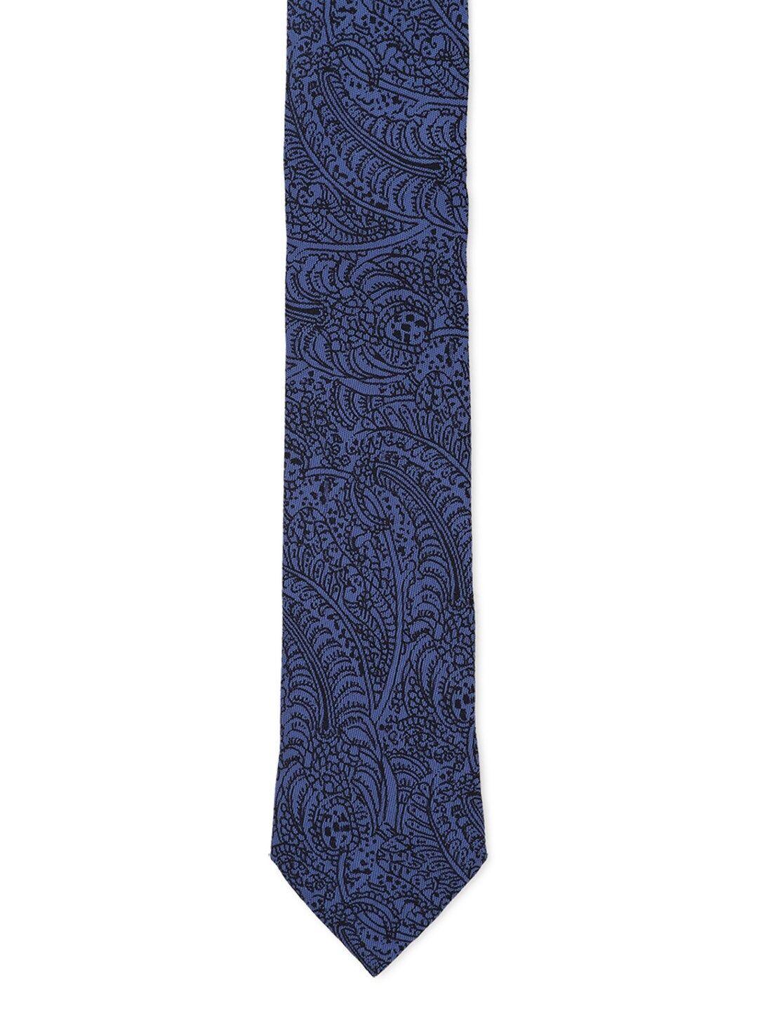 louis philippe men navy blue printed ascot tie