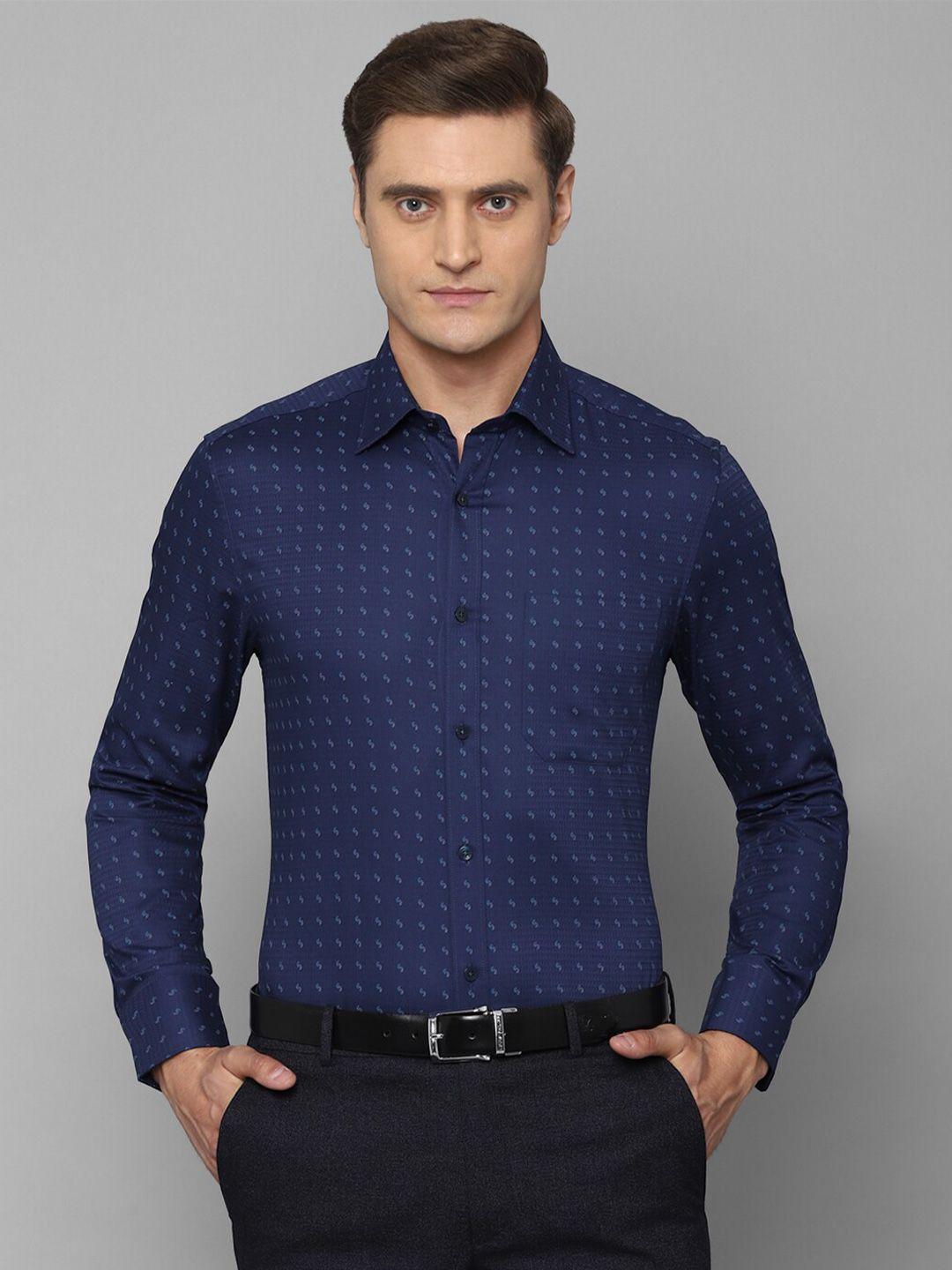 louis philippe men navy blue printed formal shirt