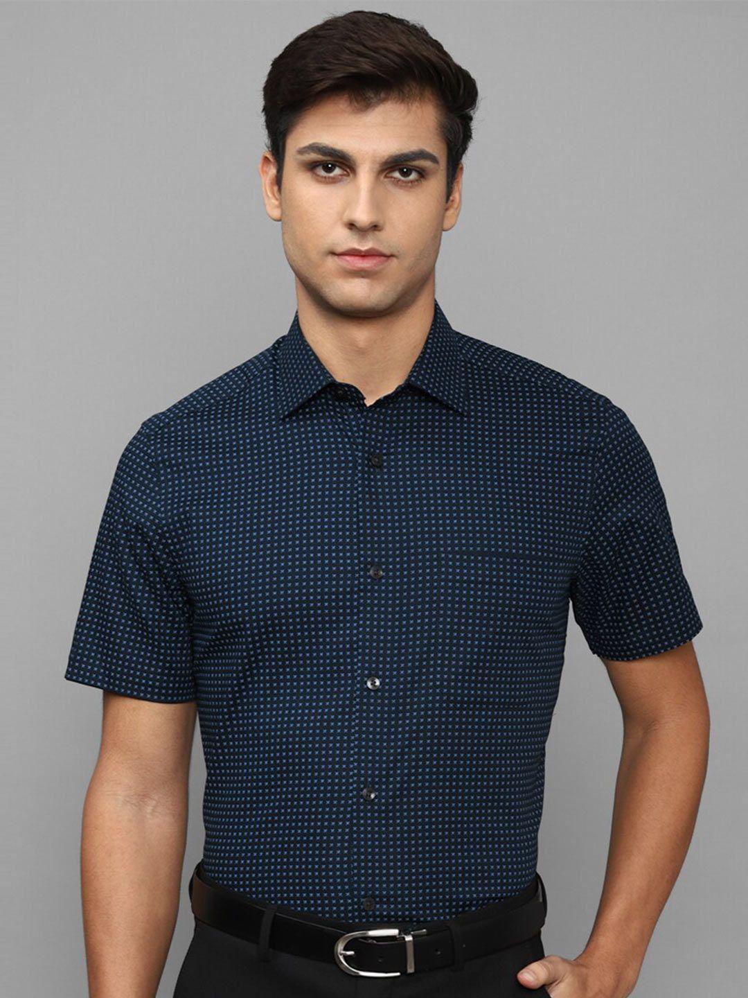 louis philippe men navy blue pure cotton slim fit printed formal shirt