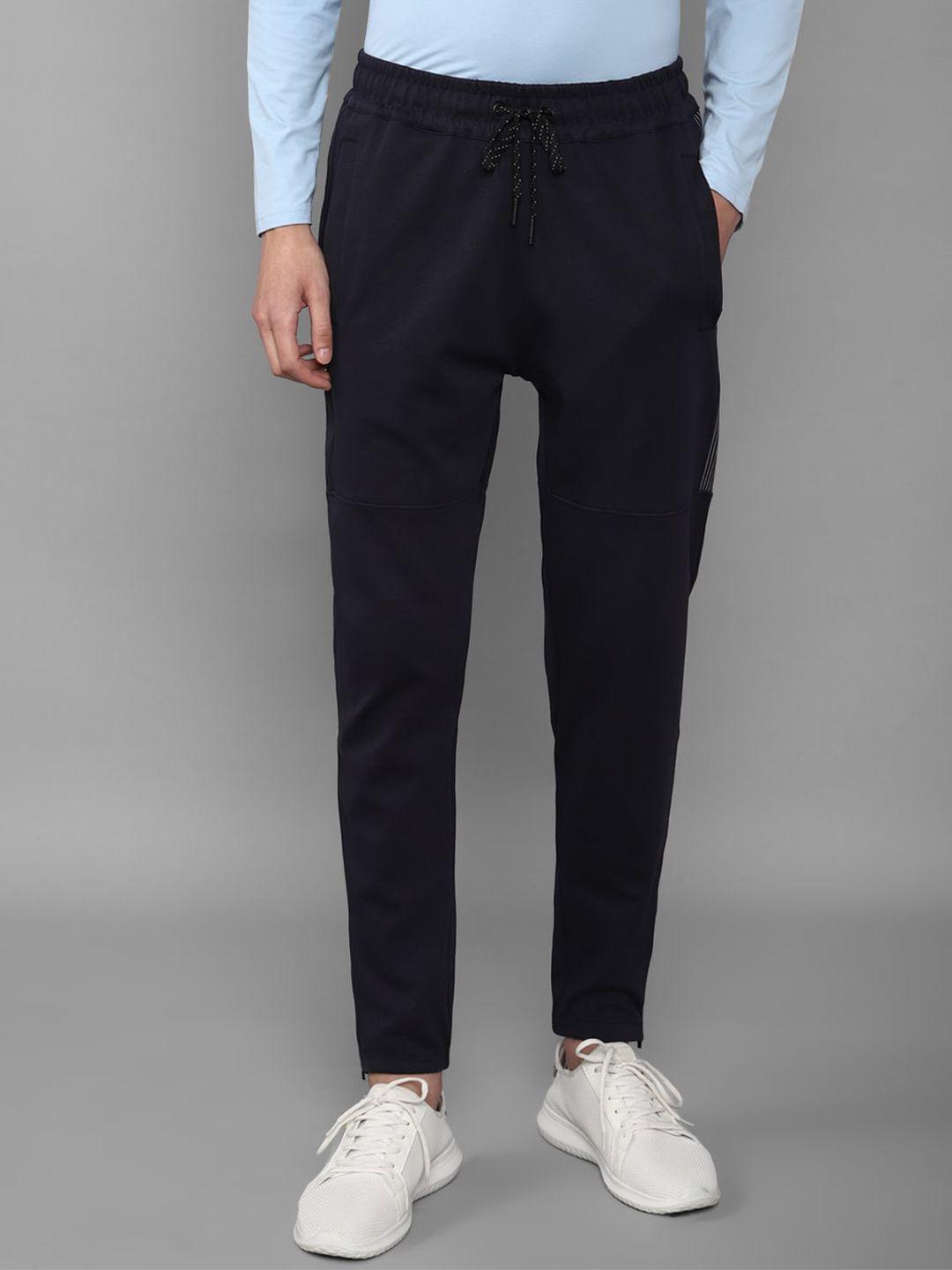 louis philippe men navy blue slim fit solid joggers