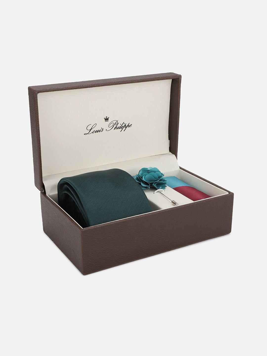 louis philippe men navy blue solid accessory gift set