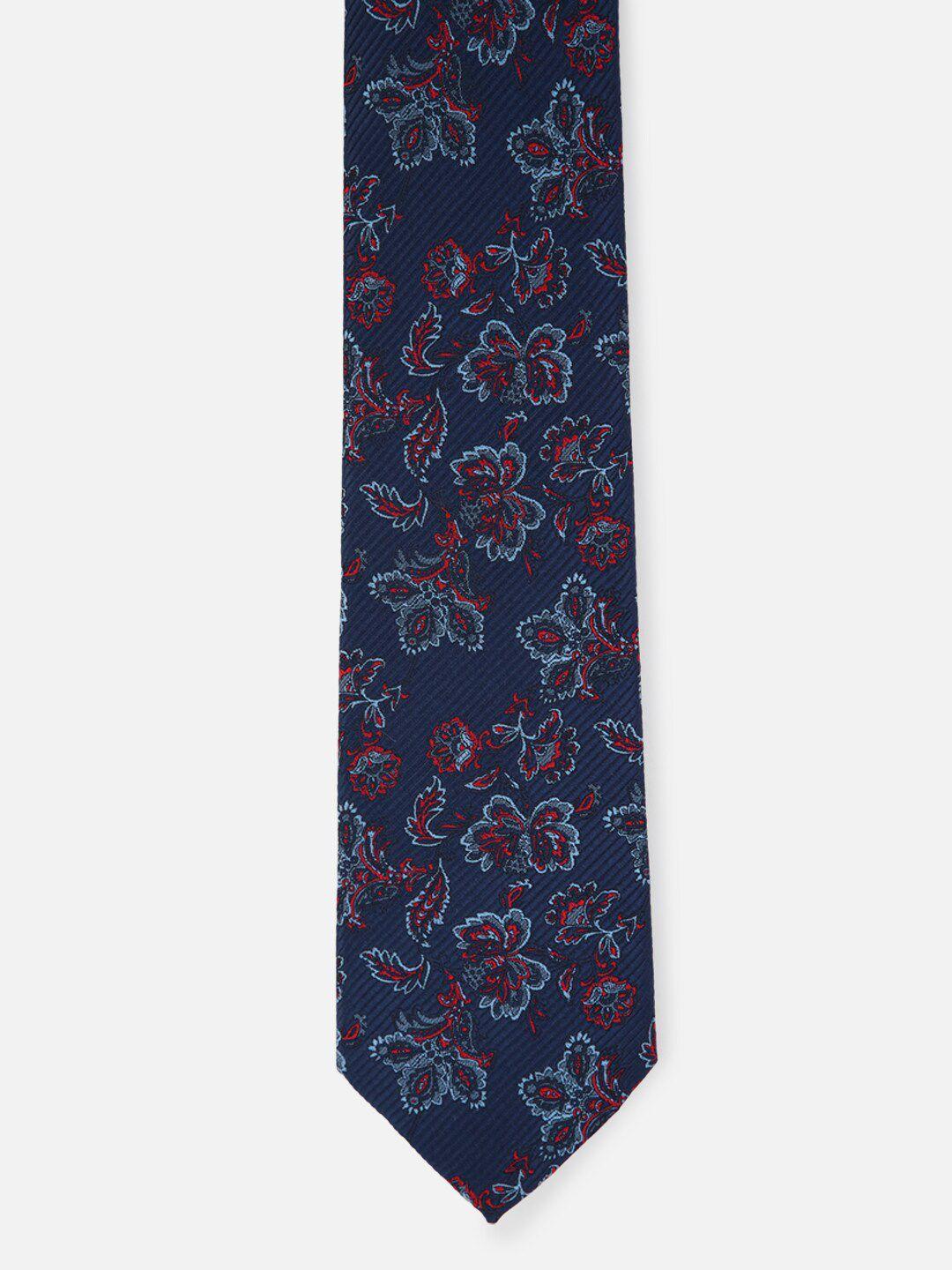 louis philippe men navy blue woven design ascot tie