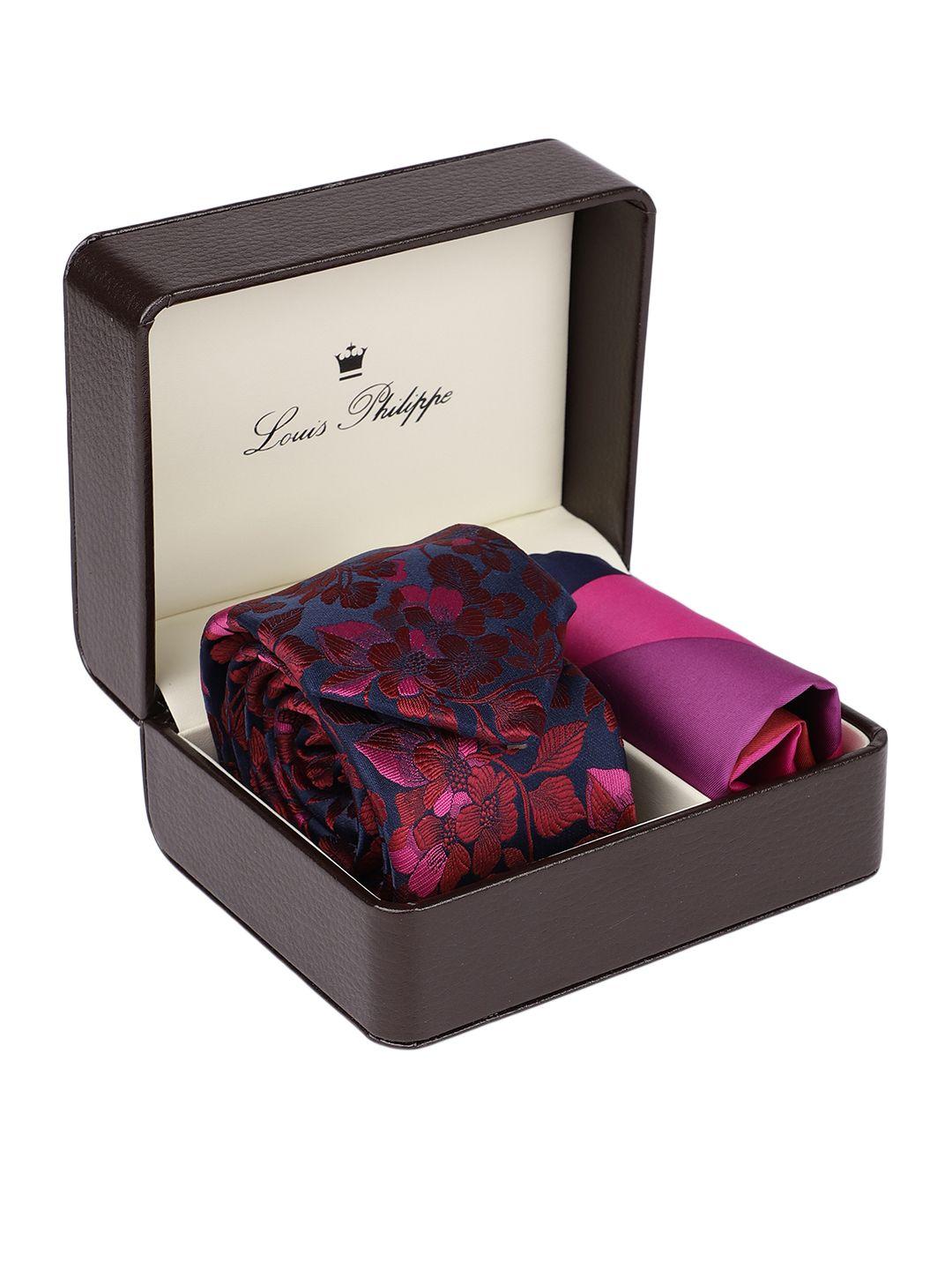 louis philippe men pink & blue accessory gift set