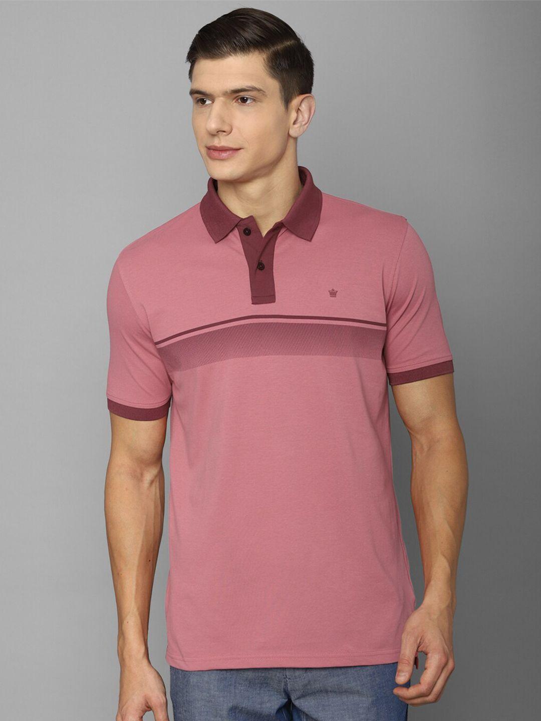 louis philippe men pink polo collar t-shirt