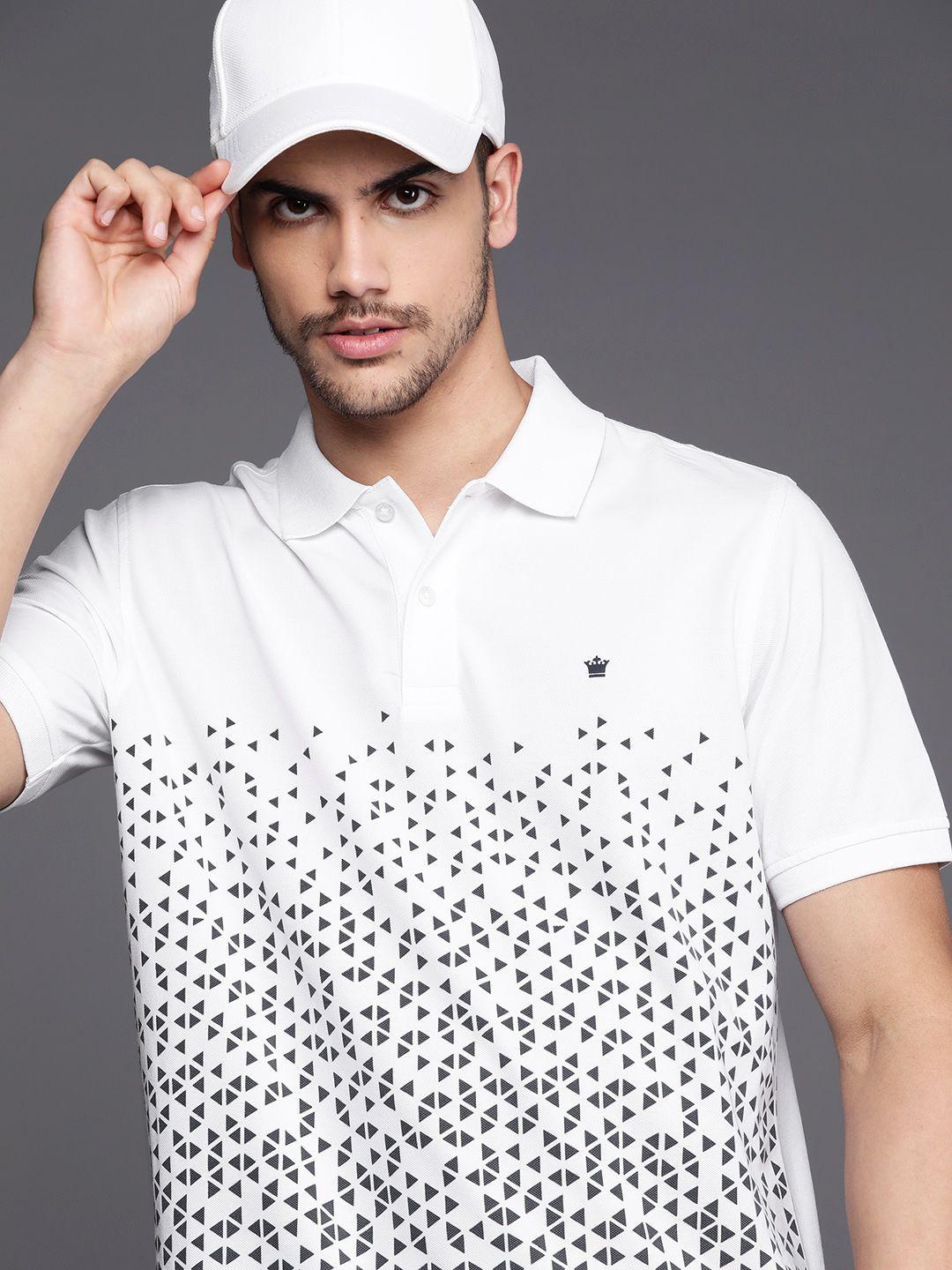 louis philippe men printed polo collar t-shirt