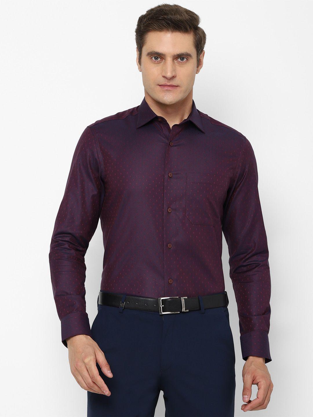 louis philippe men purple cotton formal shirt