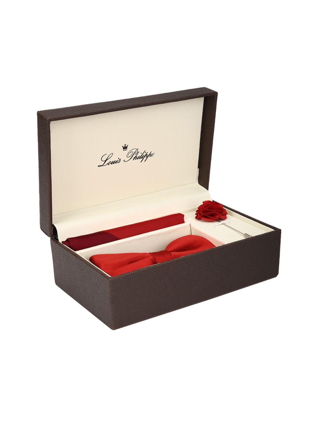louis philippe men red & black solid accessory gift set