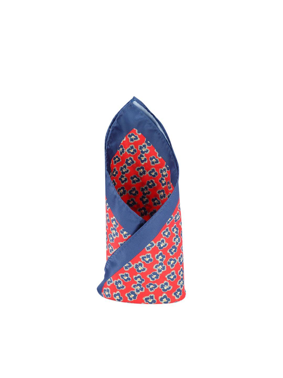 louis philippe men red & blue printed pocket square