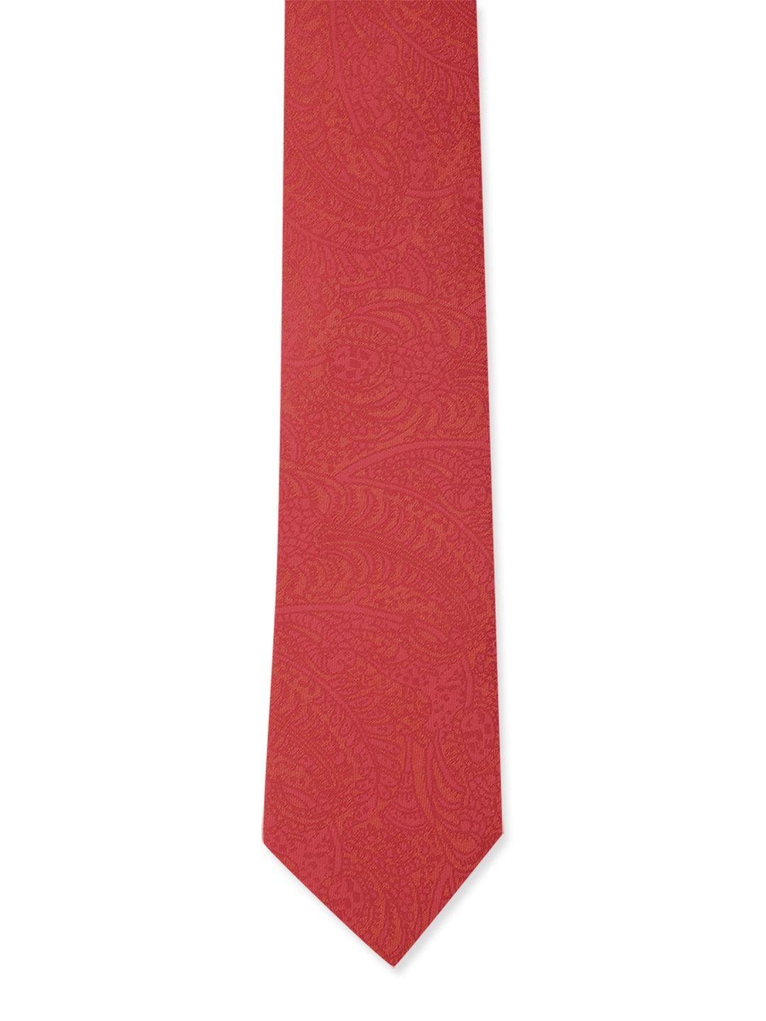 louis philippe men red printed skinny tie