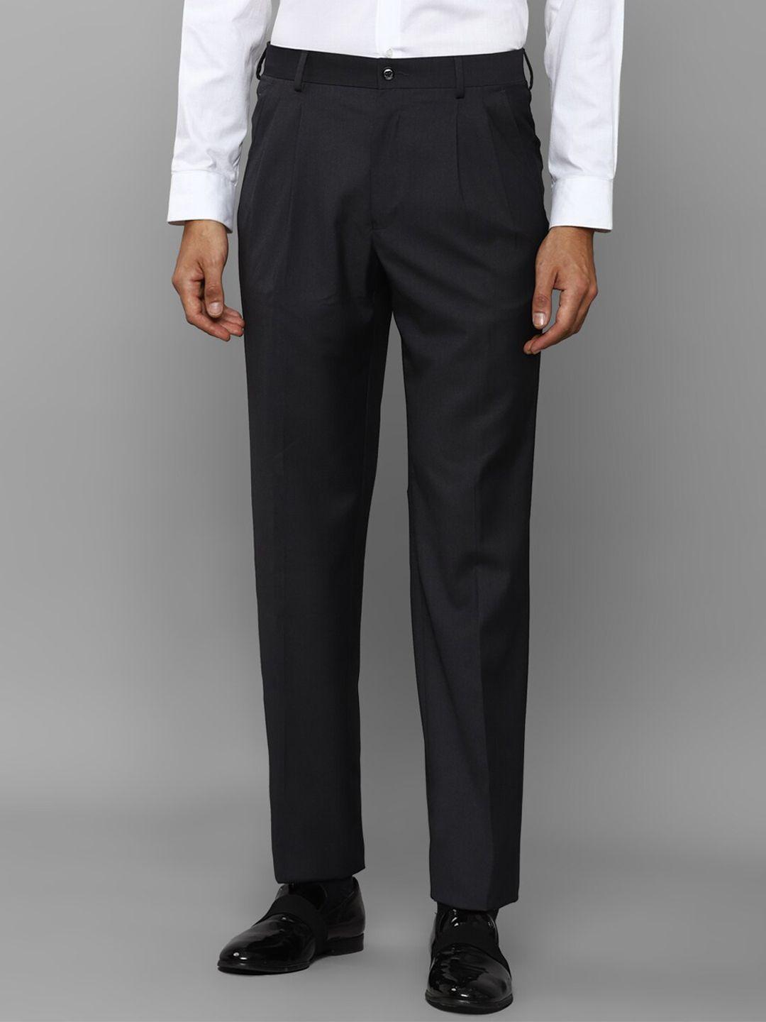 louis philippe men regular fit mid-rise plain formal trousers