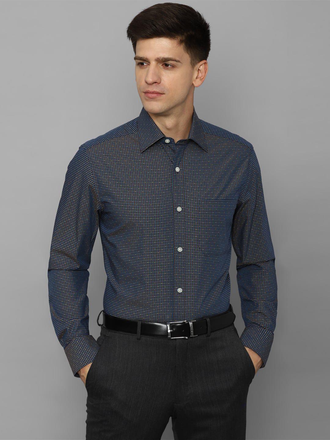 louis philippe men slim fit checked pure cotton formal shirt