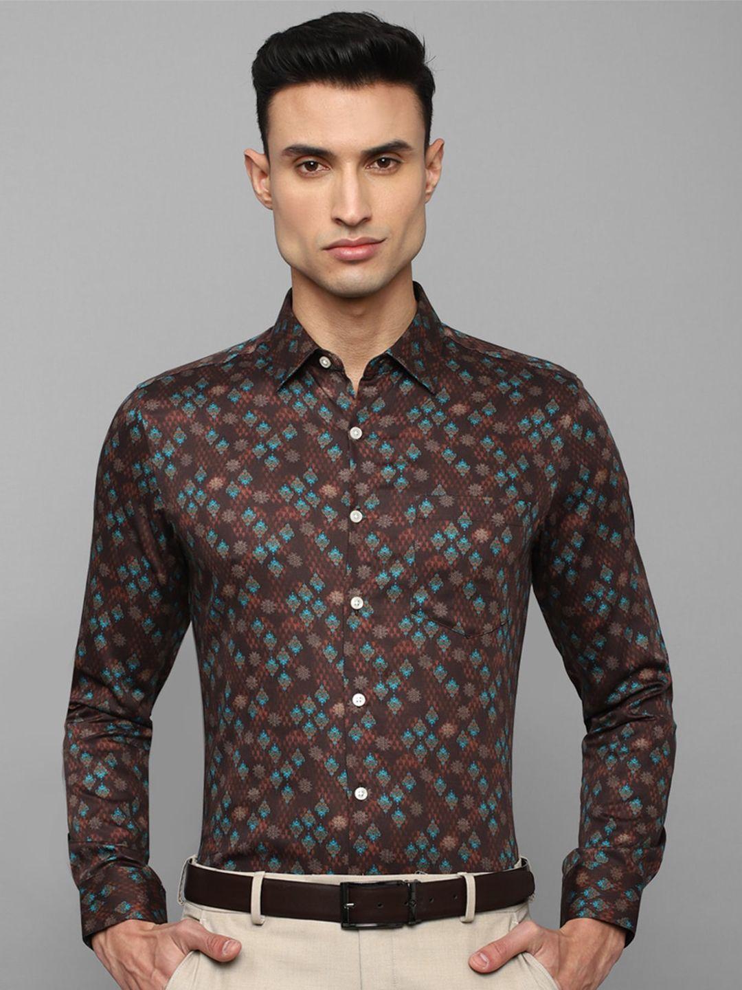 louis philippe men slim fit floral printed formal cotton shirt