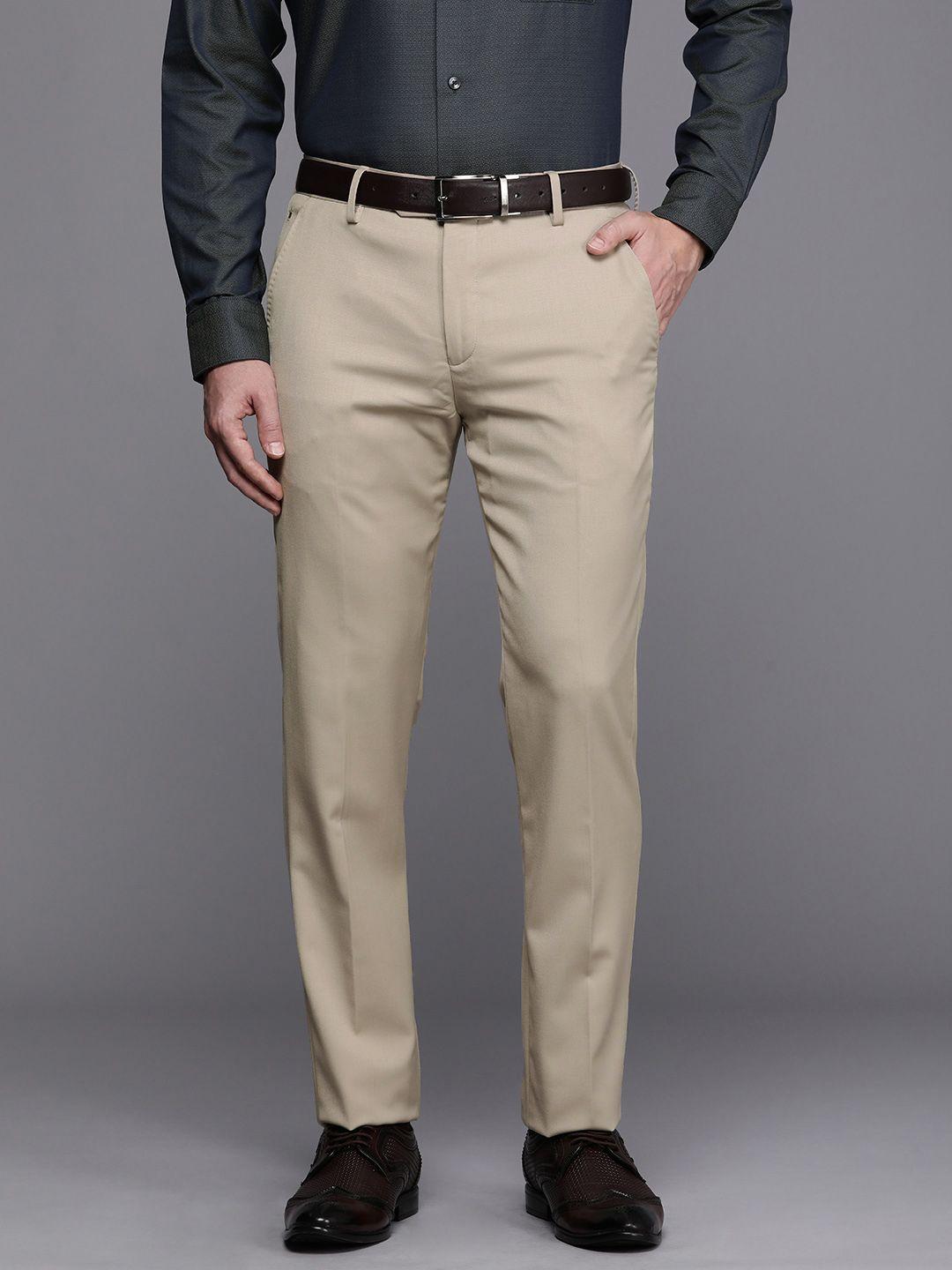 louis philippe men solid formal trousers