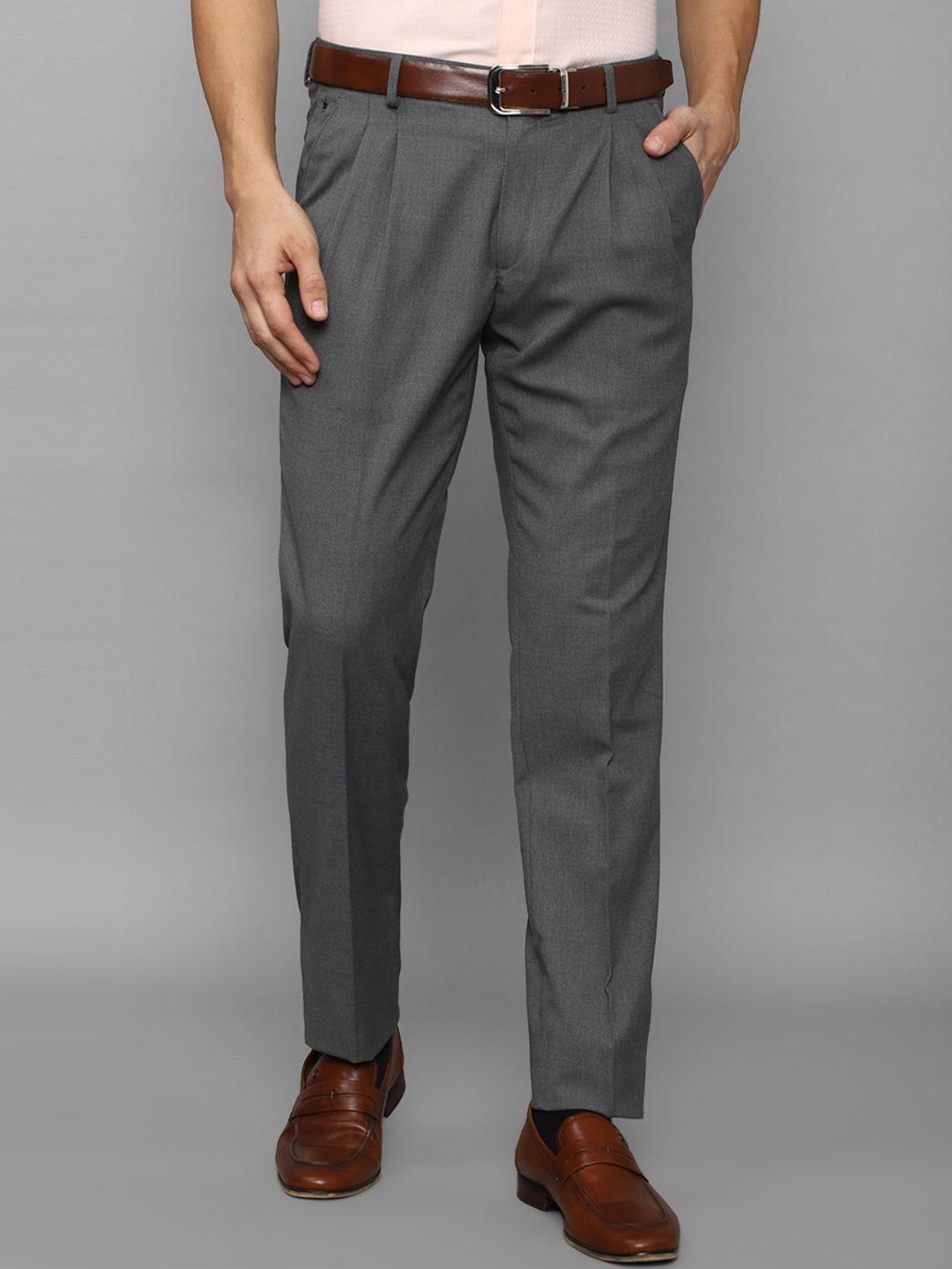 louis philippe men solid mid rise pleated formal trousers