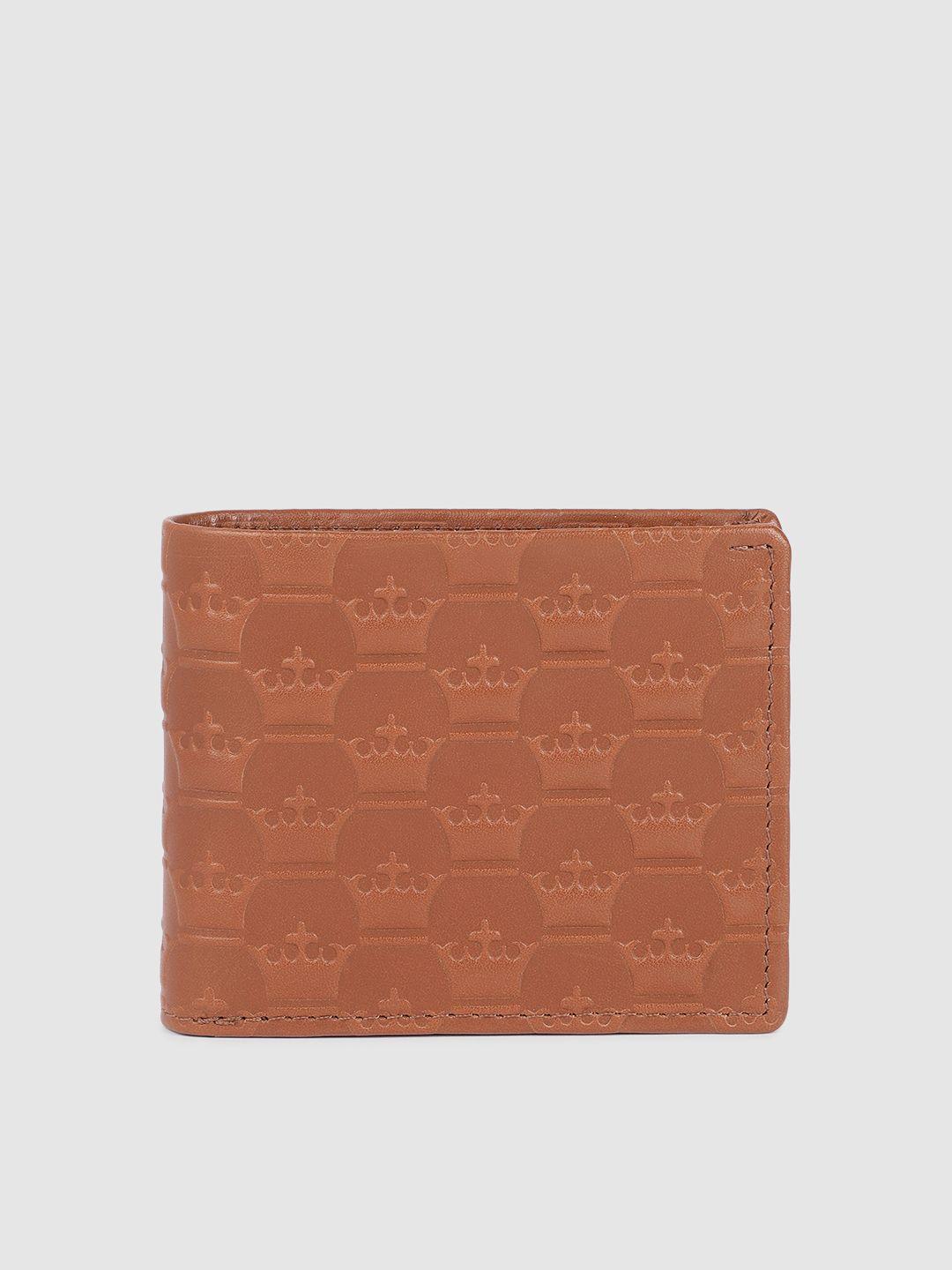 louis philippe men tan textured leather two fold wallet