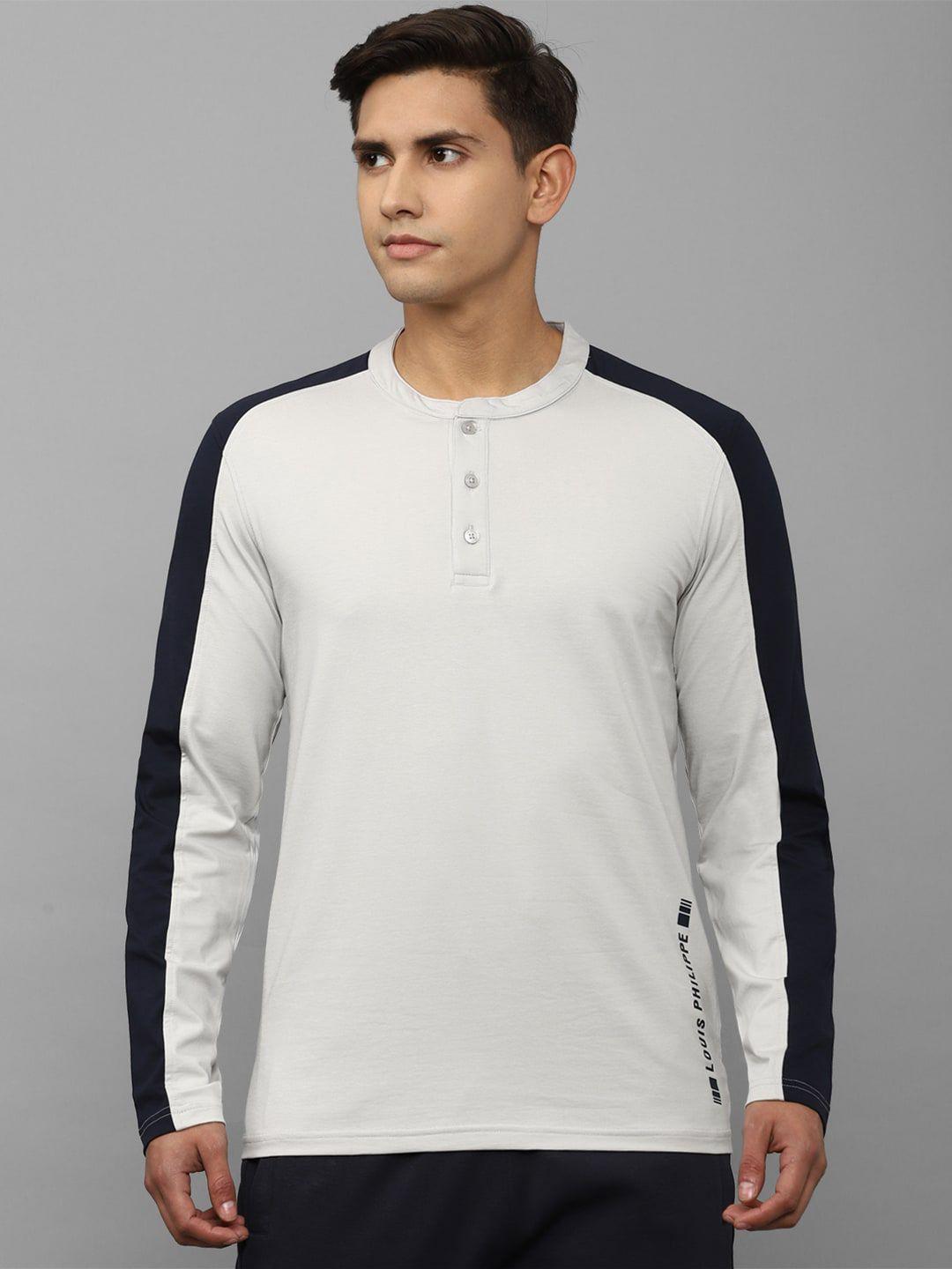 louis philippe men white henley neck slim fit t-shirt