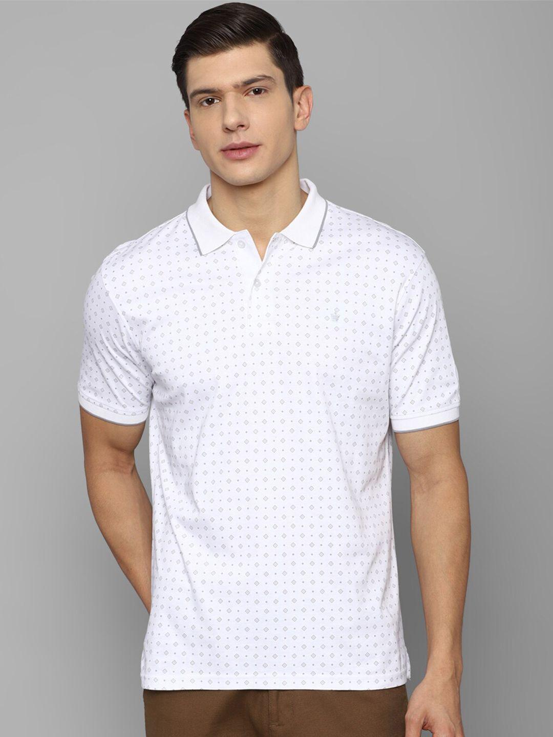 louis philippe men white printed polo collar t-shirt