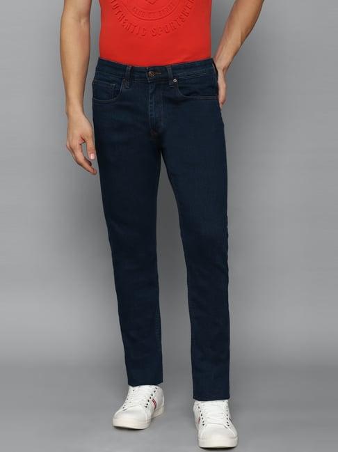 louis philippe navy blue cotton slim fit jeans