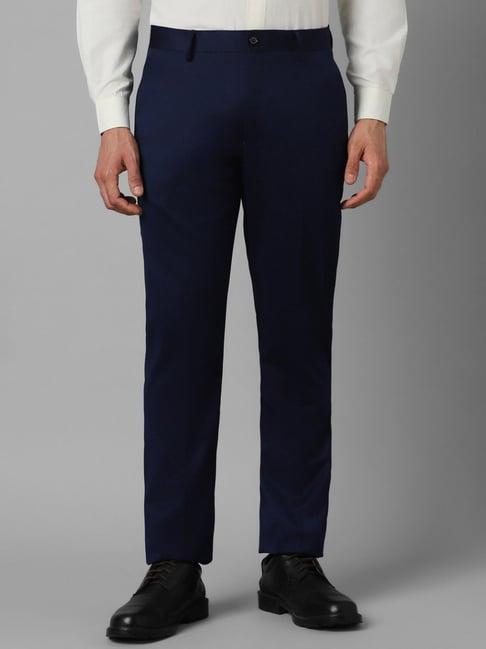 louis philippe navy blue slim fit trousers