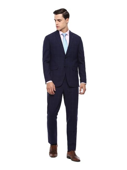 louis philippe navy checks two piece suit