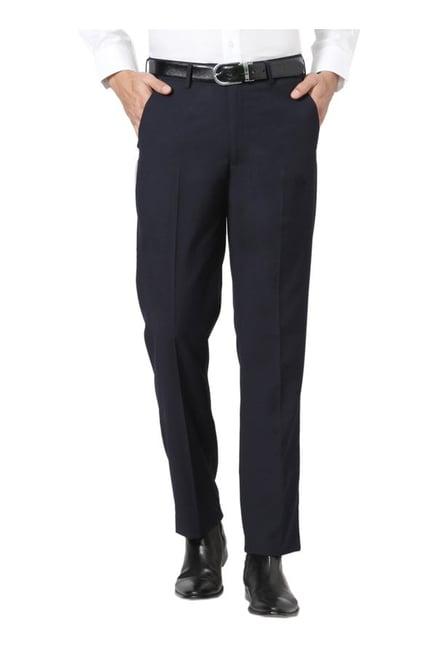 louis philippe navy comfort fit flat front trousers