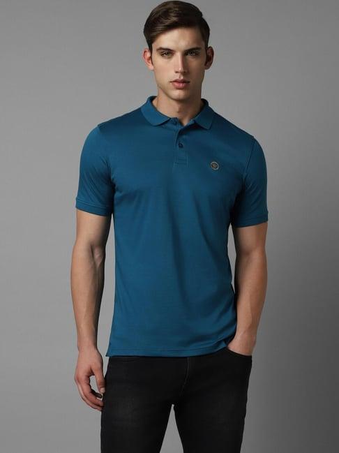louis philippe navy cotton regular fit polo t-shirts