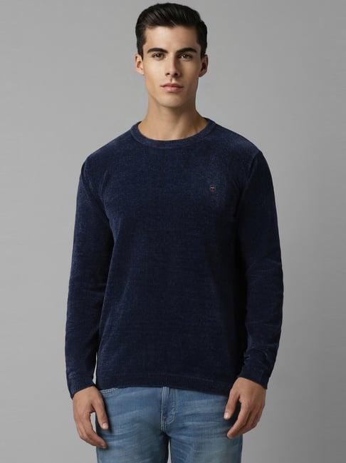 louis philippe navy cotton regular fit sweater