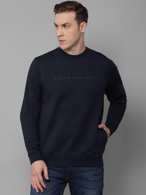 louis philippe navy cotton regular fit sweatshirt