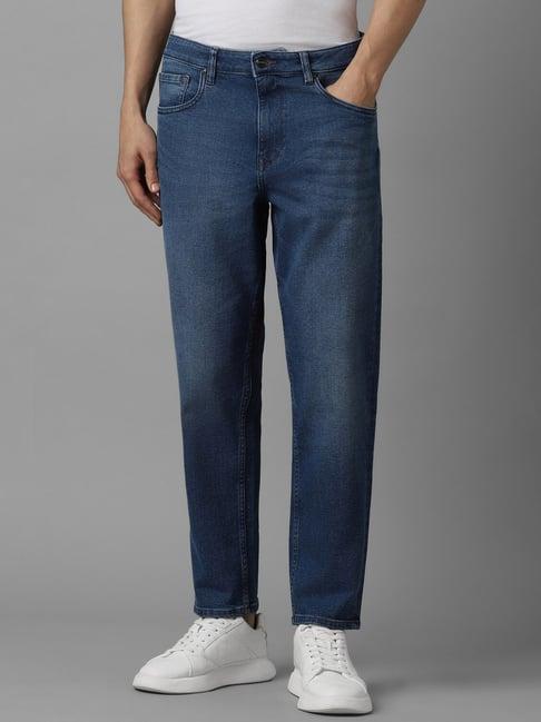 louis philippe navy cotton slim fit jeans