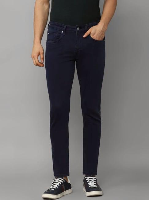 louis philippe navy cotton slim fit jeans