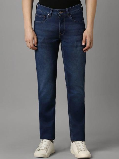 louis philippe navy cotton slim fit jeans