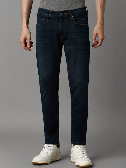 louis philippe navy cotton slim fit jeans