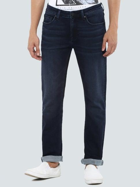 louis philippe navy cotton slim fit jeans