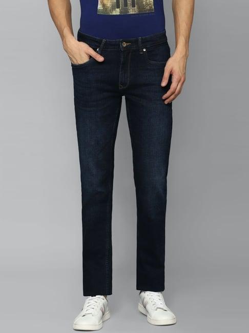 louis philippe navy cotton slim fit jeans