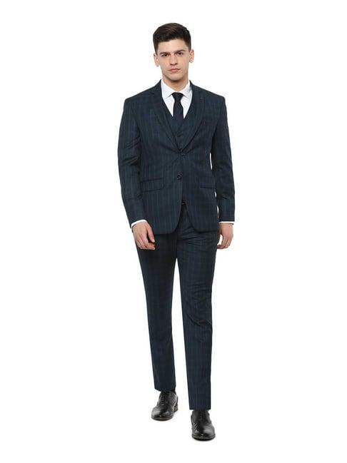 louis philippe navy full sleeves three piece suit