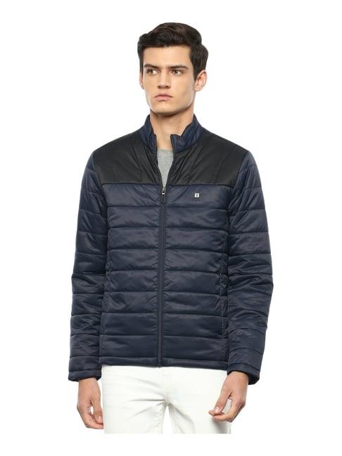 louis philippe navy regular fit colour block jacket