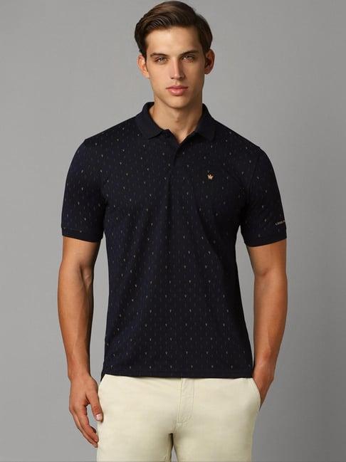 louis philippe navy regular fit printed polo t-shirt