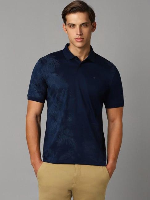 louis philippe navy regular fit printed polo t-shirt