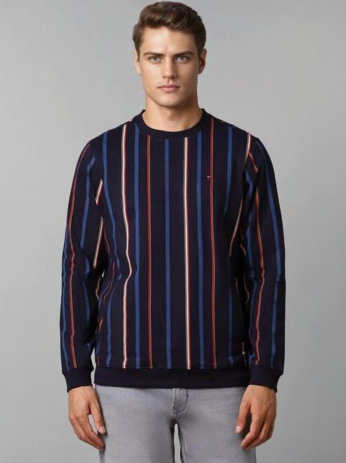 louis philippe navy regular fit striped sweatshirt