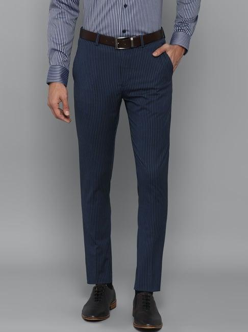 louis philippe navy regular fit striped trousers